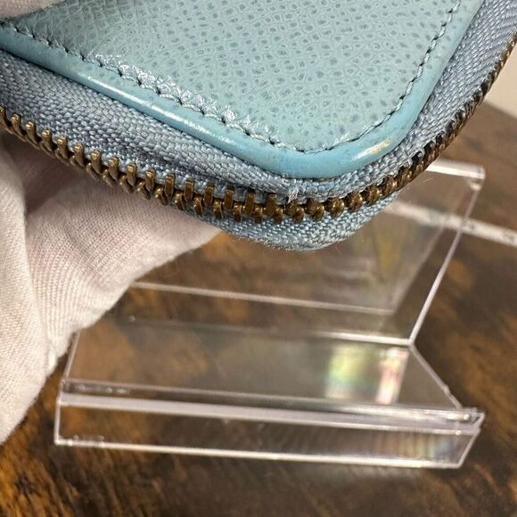 Valentino Garavani Light Blue Saffiano Leather Zip Around Wallet - Picture 6 of 10